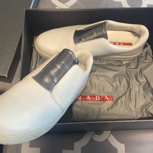 Prada Tennis Slip Ons (White)